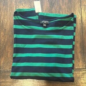 Talbots Green and Blue Striped Top